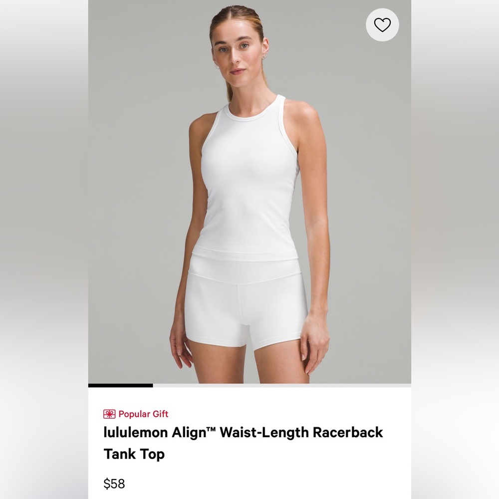 Lululemon Align Waist Length Racerback Top- White